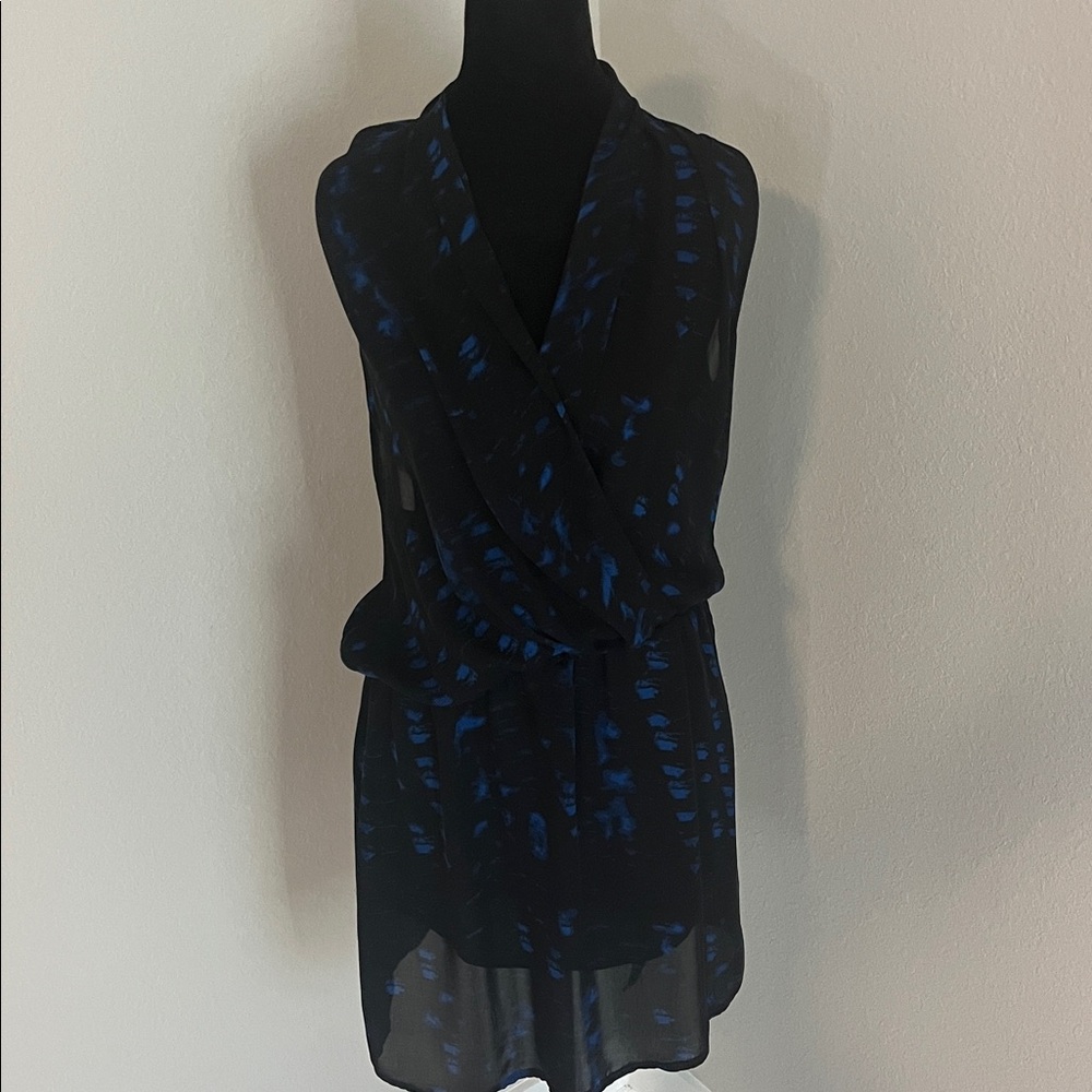 Parker Black Dress with Electric Blue Floral Detail